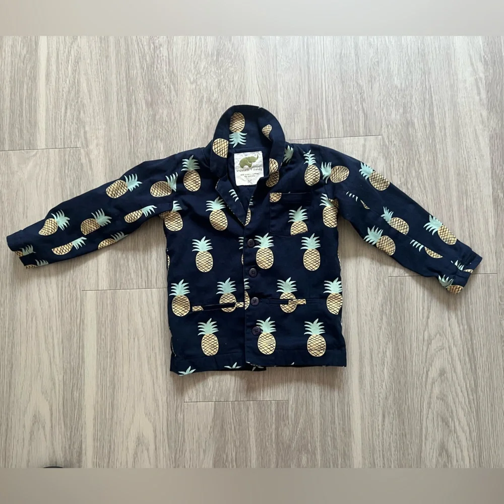 Monica + Andy Toddler 3T Navy Pineapple Print Organic Cotton Blazer Jacket